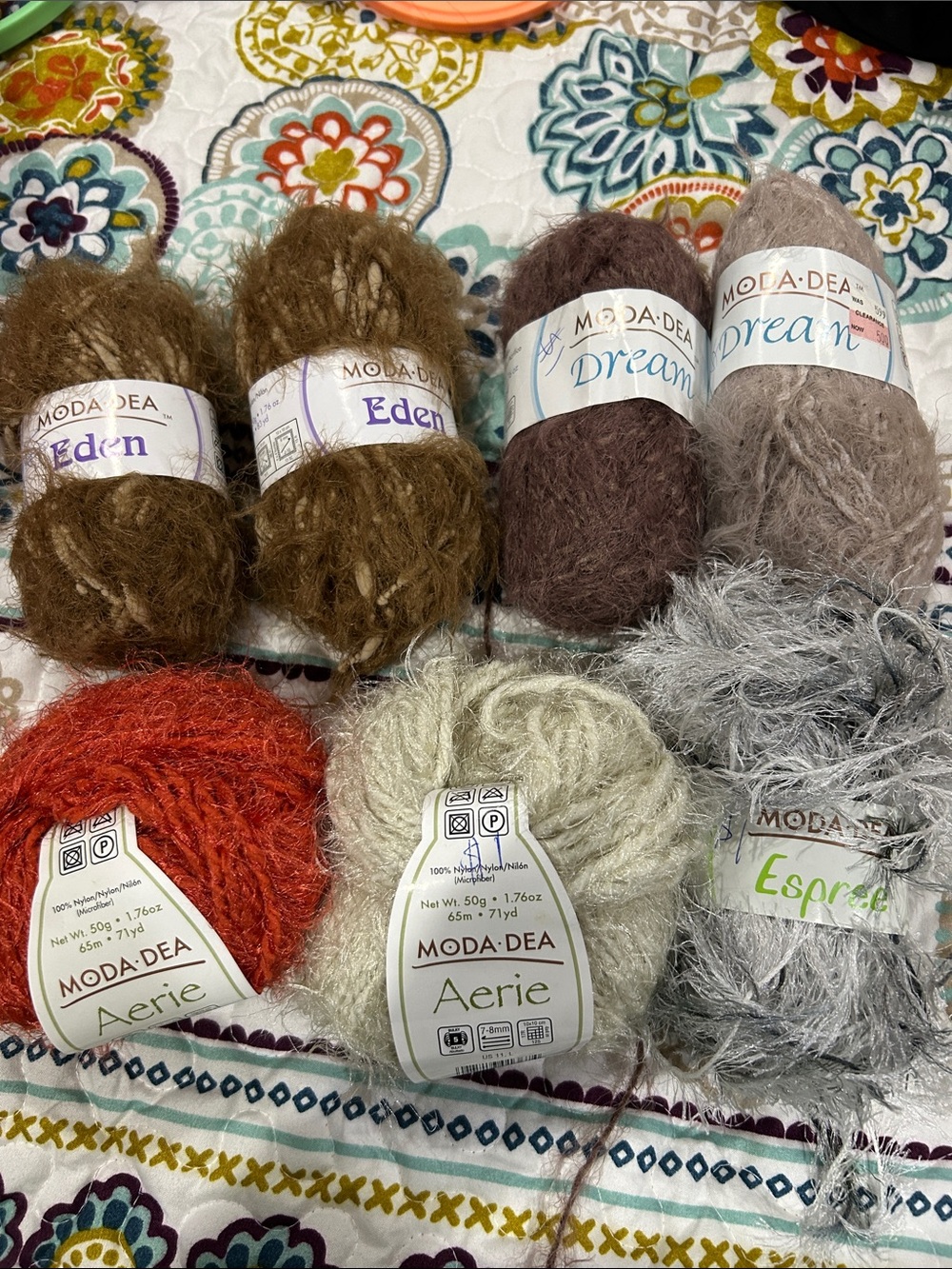 7 skeins of Moda Dea speciality yarn